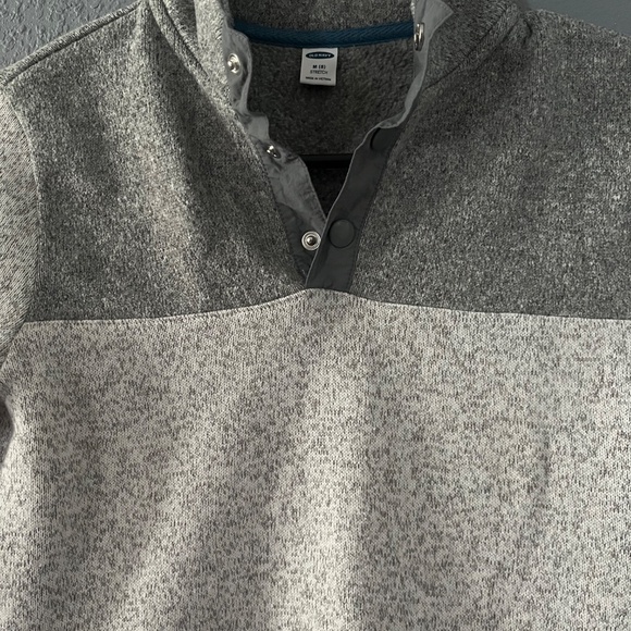 Old Navy Fleece Pullover‎ 1/4 Button Snap Boys Size 8 Stretch Gray Cozy Sweater - Picture 6 of 6